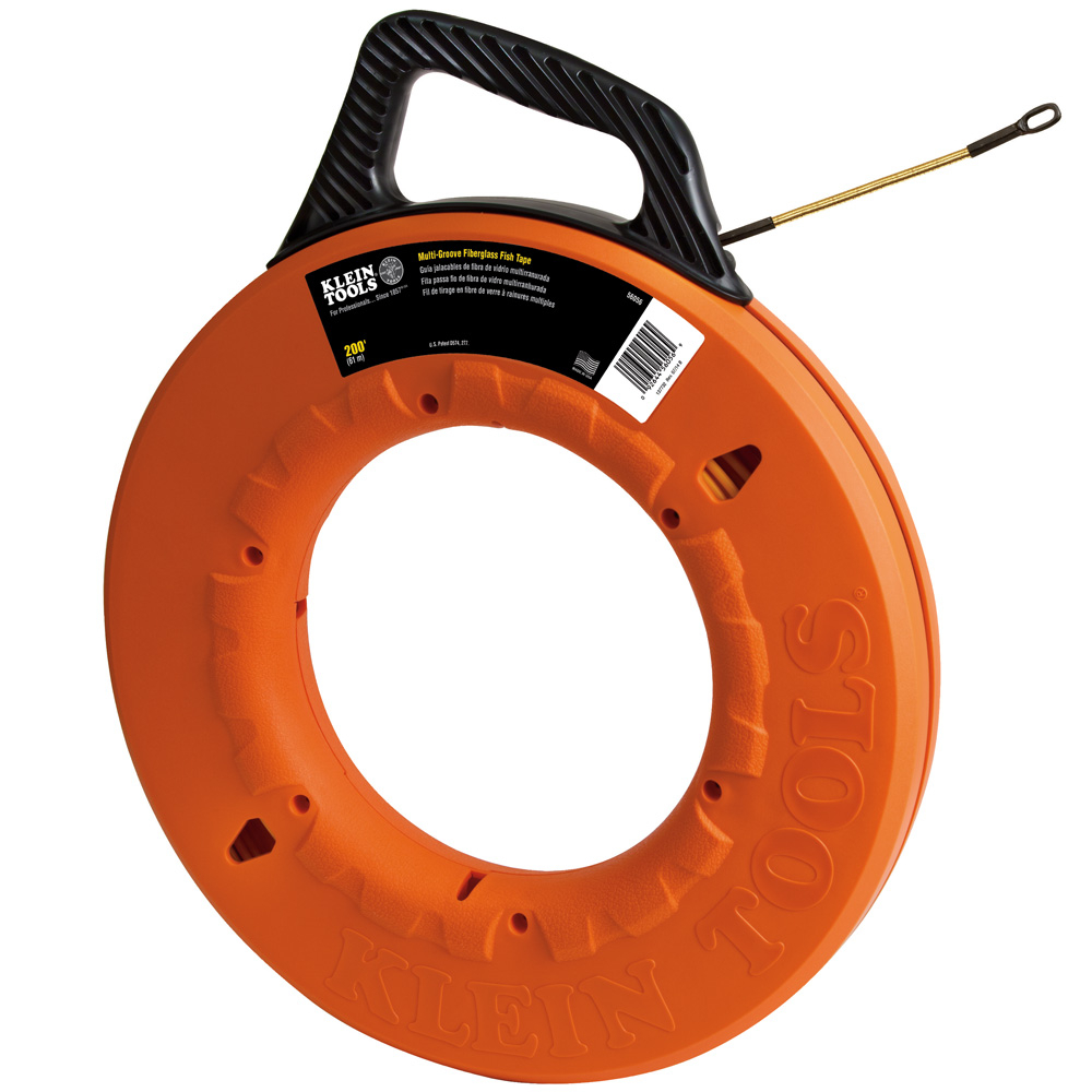 Klein Multi-Groove Fiberglass Fish Tape with Spiral Steel Leader, 200-Foot (56056)