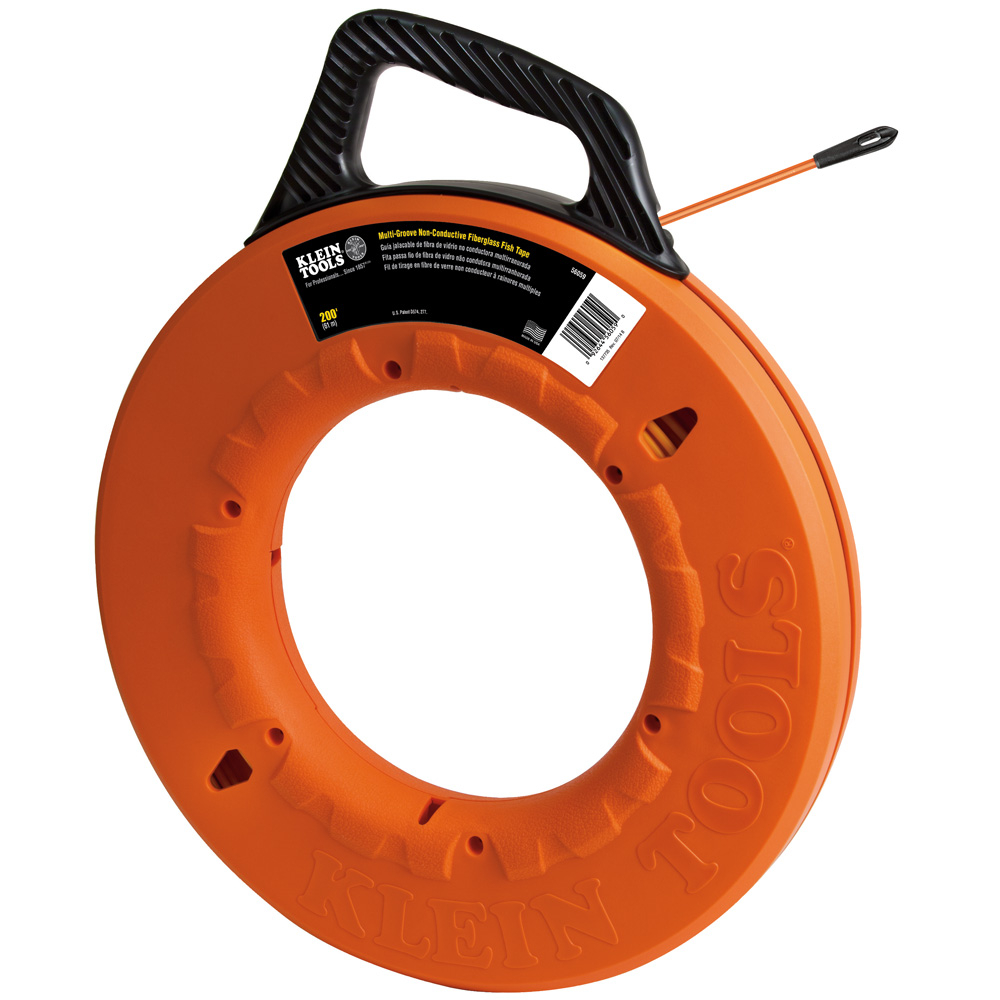 Klein Multi-Groove Fiberglass Fish Tape with Non-Conductive Leader, 200-Foot (56059)