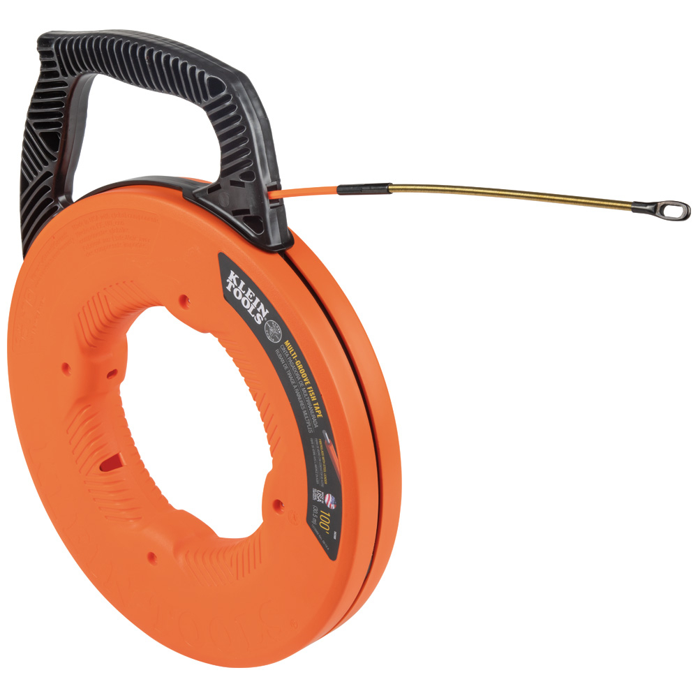 Klein Multi-Groove Fiberglass Fish Tape with Spiral Steel Leader, 100-Foot (56380)