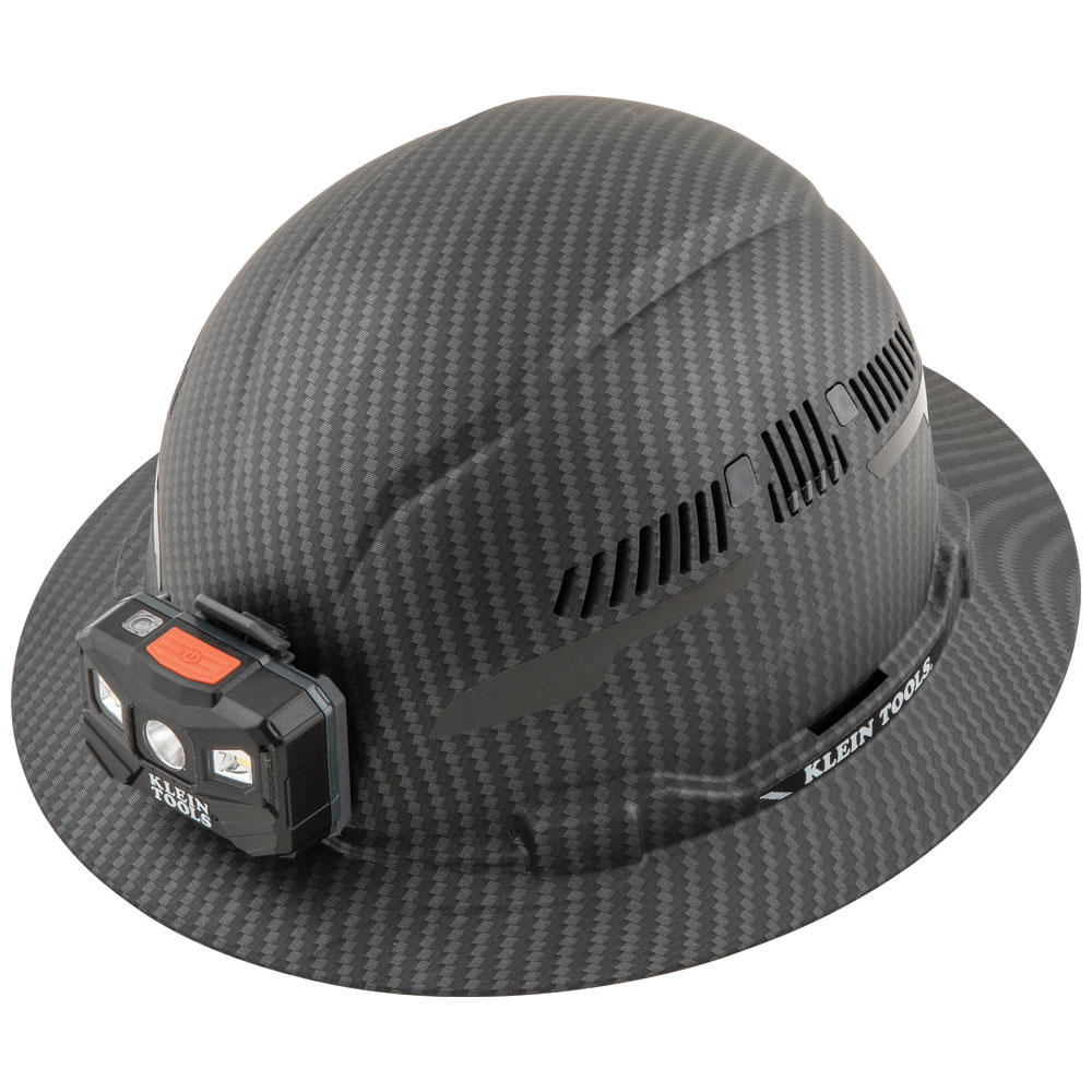 Klein Hard Hat, Premium KARBN™ Pattern, Vented Full Brim, Class C, Lamp (60347)