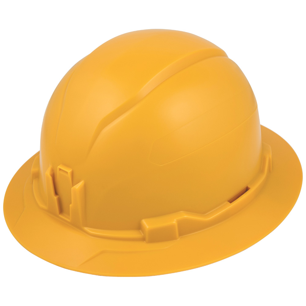 Klein Hard Hat, Non-Vented, Full Brim Style, Yellow (60489)