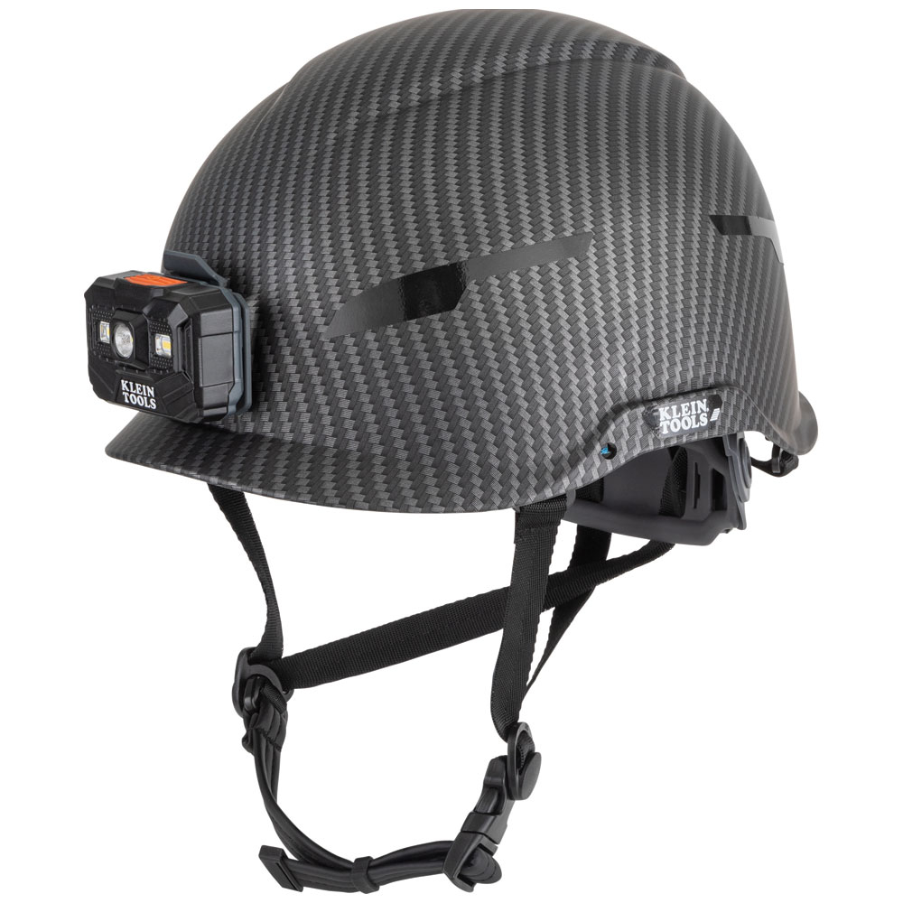 Klein Safety Helmet, Premium KARBN™ Pattern, Non-Vented, Class E, Headlamp (60515)