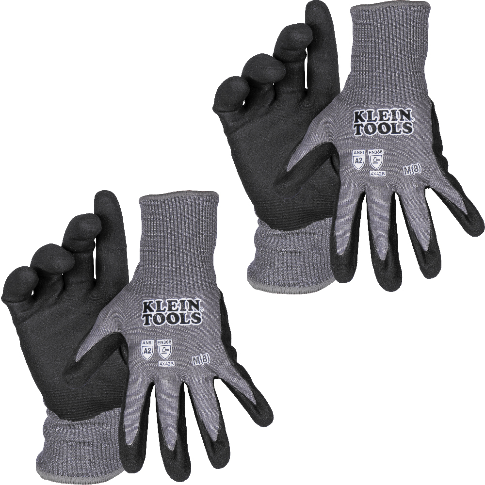 Klein Knit Dipped Gloves, Cut Level A2, Touchscreen, 2-Pair