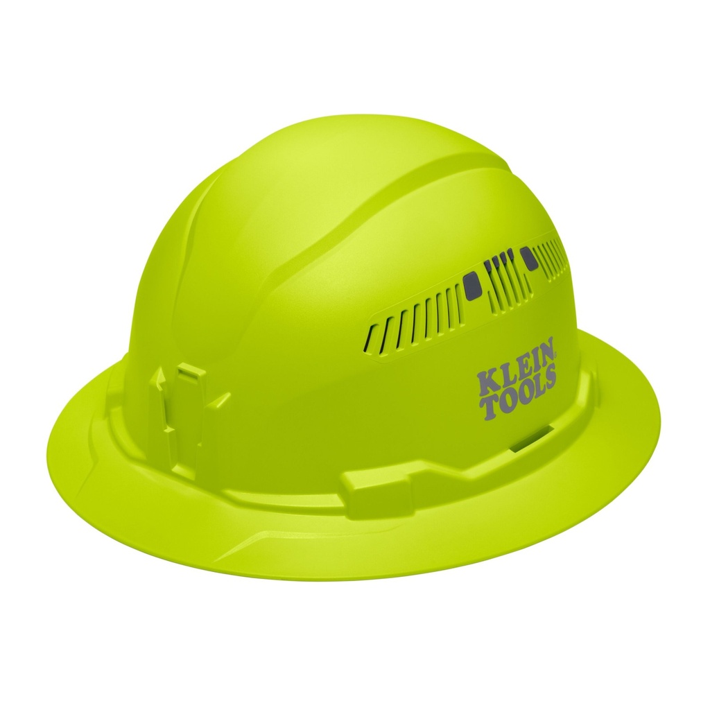 Klein Hard Hat, Vented, Full Brim Style, High Visibility Lime (60911)