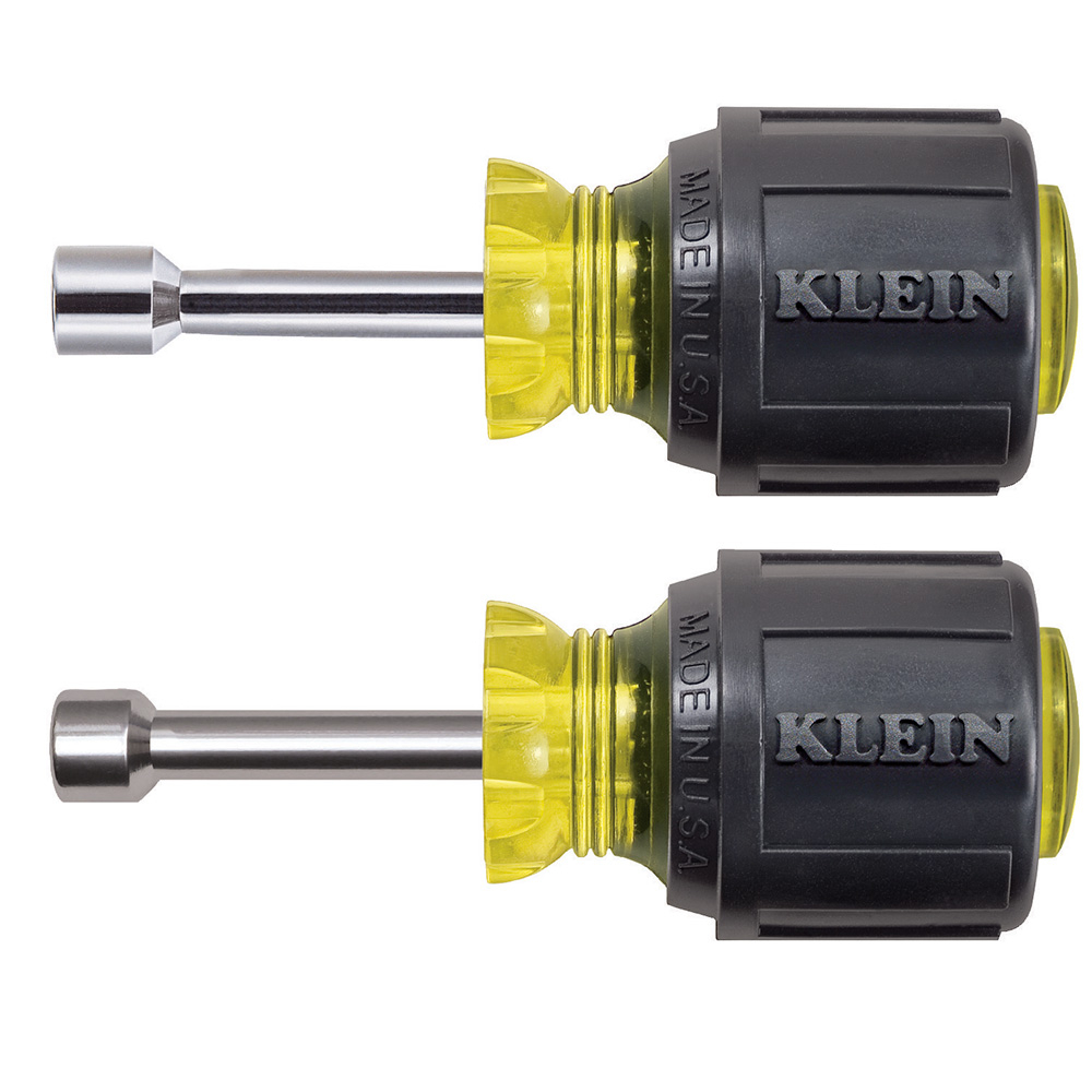 Klein Nut Driver Set, Magnetic Stubby Nut Drivers, 1-1/2-Inch Shaft, 2-Piece (610M)