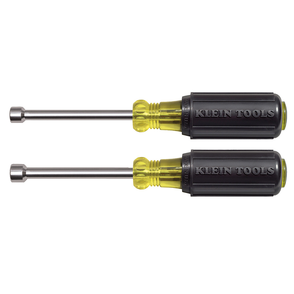 Klein Nut Driver Set, Magnetic Nut Drivers, 3-Inch Shafts, 2-Piece (630M)
