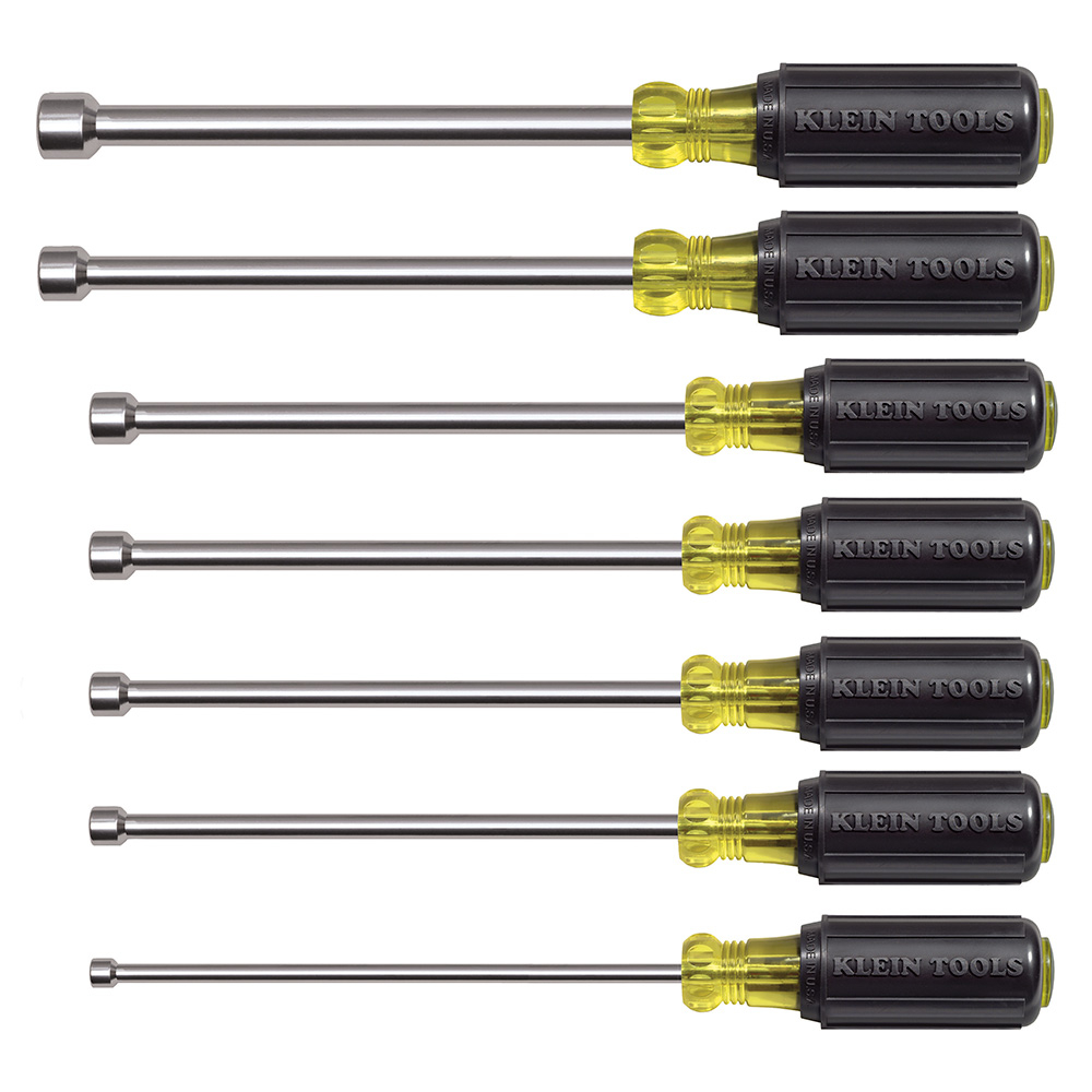 Klein Nut Driver Set, Magnetic Nut Drivers, 6-Inch Shafts, 7-Piece (647M)