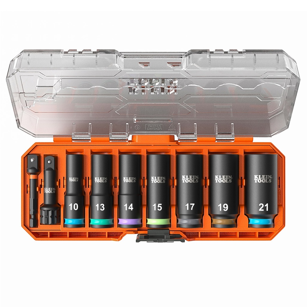 Klein KNECT™ Deep-Well 3/8-Inch Drive Impact Socket Set, Metric, 9-Piece (65109IMPCTM)