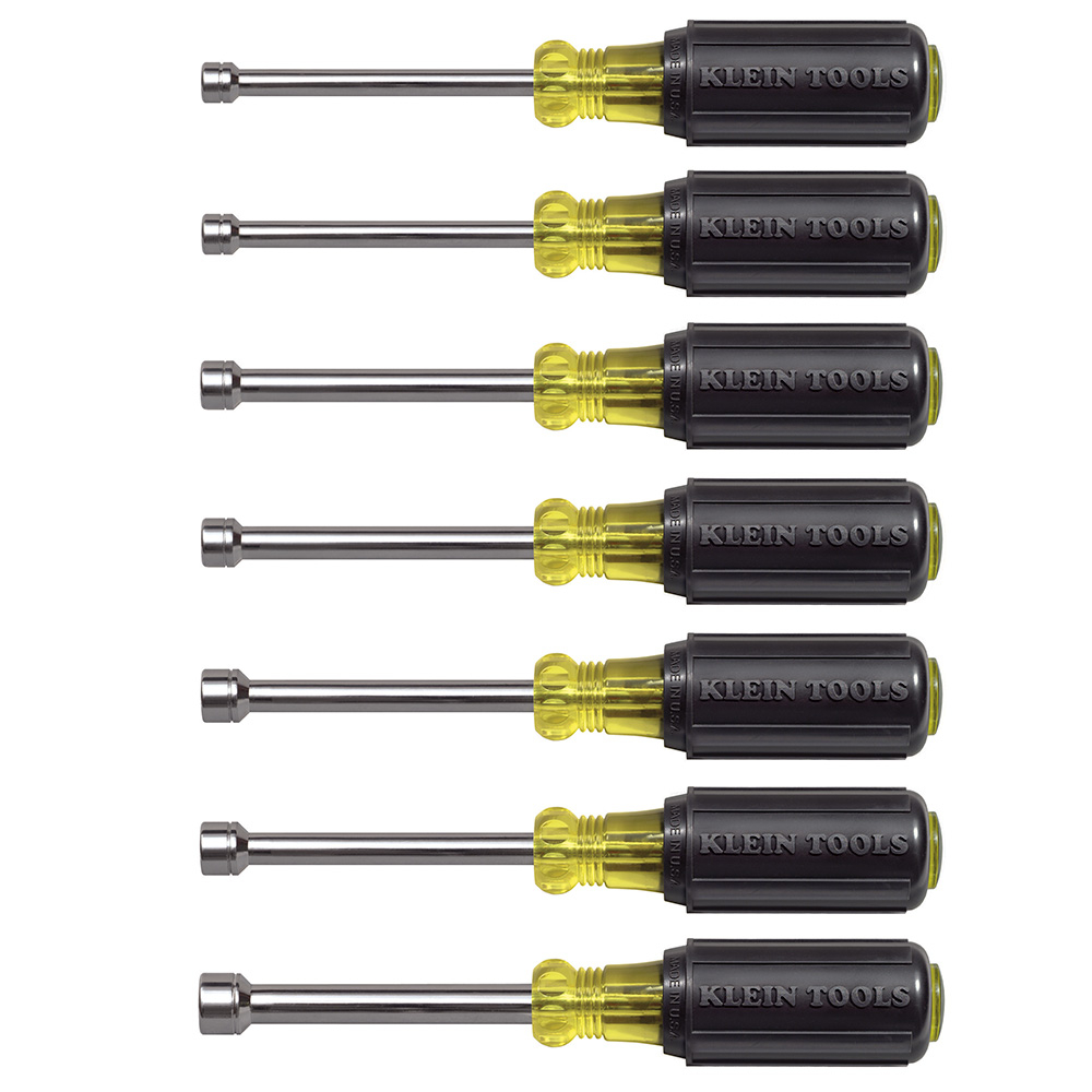 Klein Nut Driver Set, Metric Nut Drivers, 3-Inch Shafts, 7-Piece (65160)