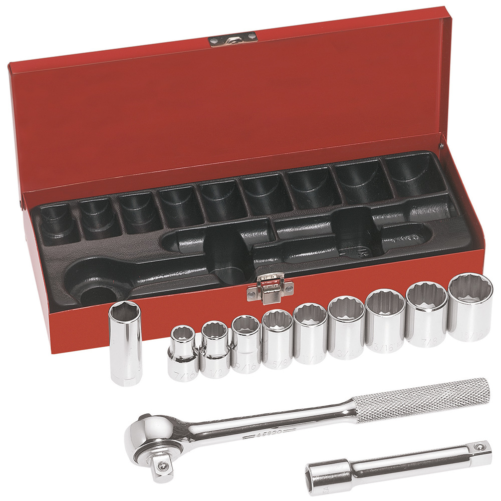 Klein 1/2-Inch Drive Socket Wrench Set, 12-Piece (65510)