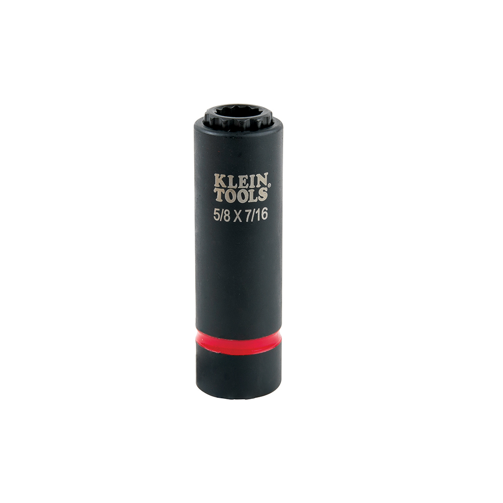 Klein 2-in-1 Impact Socket, 12-PT, 5/8 and 7/16-Inch, 1/2-Inch Drive (66012)