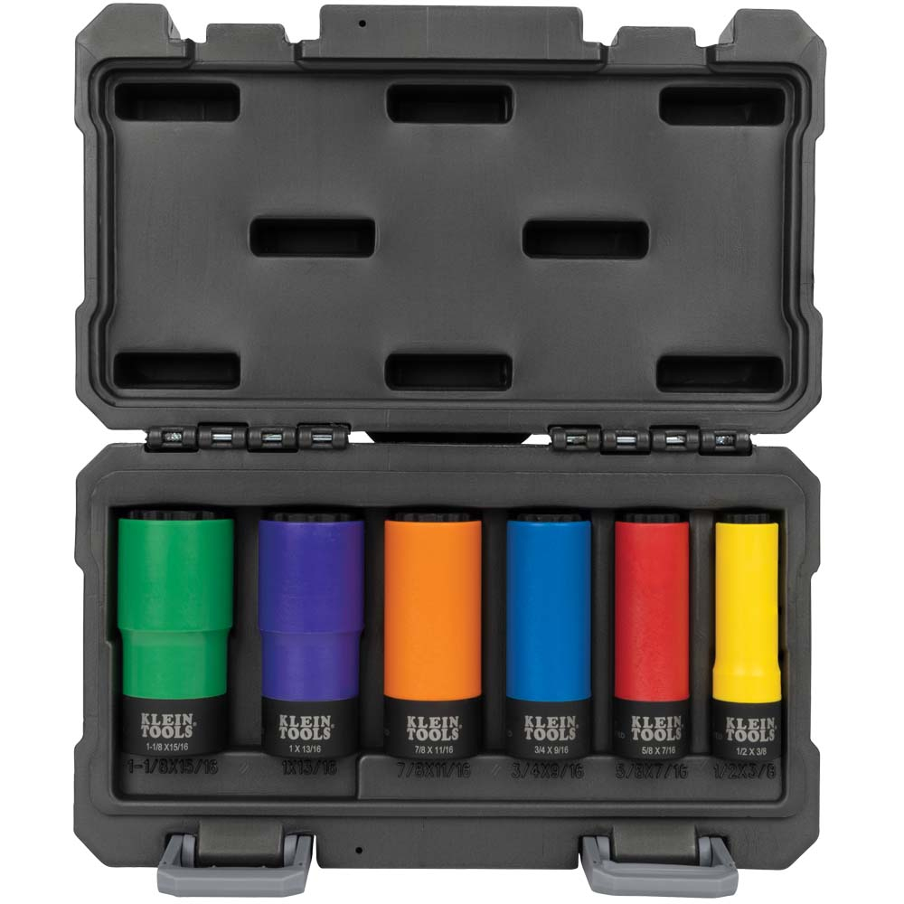 Klein 1/2-Inch Drive Coated Socket Set, 12-PT, 6-Piece (66033)