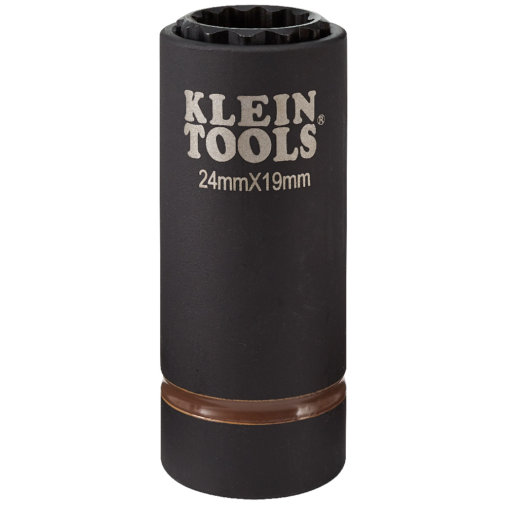 Klein 2-in-1 Metric Impact Socket, 12-PT, 24 x 19 mm, 1/2-Inch Drive (66052E)