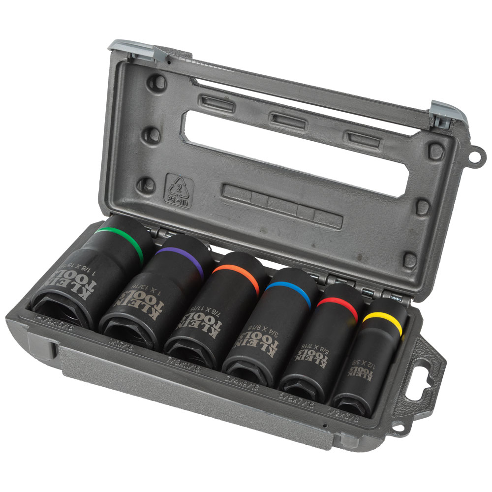 Klein 1/2-Inch Drive 2-in-1 Impact Socket Set, 6-PT, 6-Piece (66060)