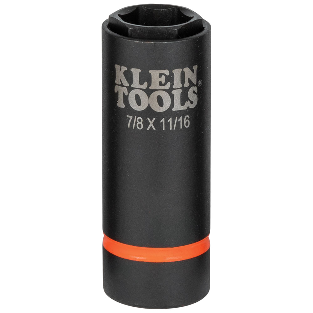 Klein 2-in-1 Impact Socket, 6-PT, 7/8 and 11/16-Inch, 1/2-Inch Drive (66064)