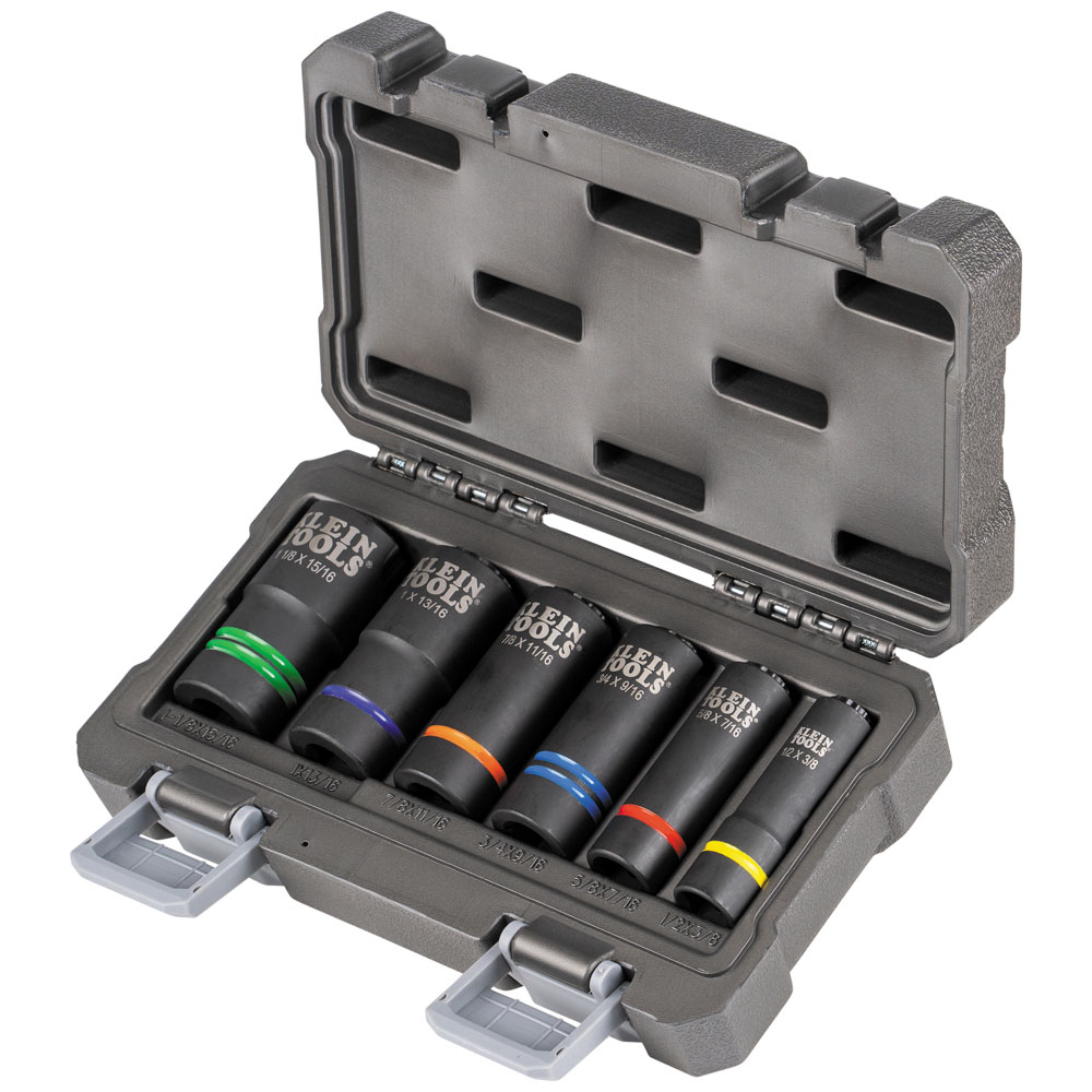 Klein 2-In-1 Slotted Impact Socket Set, 12-PT, 6-Piece (66090)