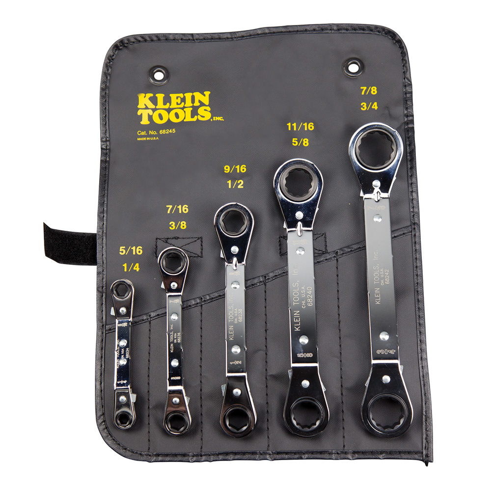 Klein Reversible Ratcheting Box Wrench Set, 5-Piece (68245)