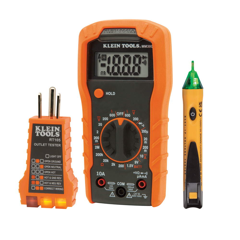 Klein Test Kit with Multimeter, Non-Contact Volt Tester, Receptacle Tester (69149P)