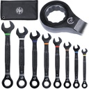 Klein 90-Tooth Ratcheting Combo Wrench Set, SAE, 8-Piece (69408G)
