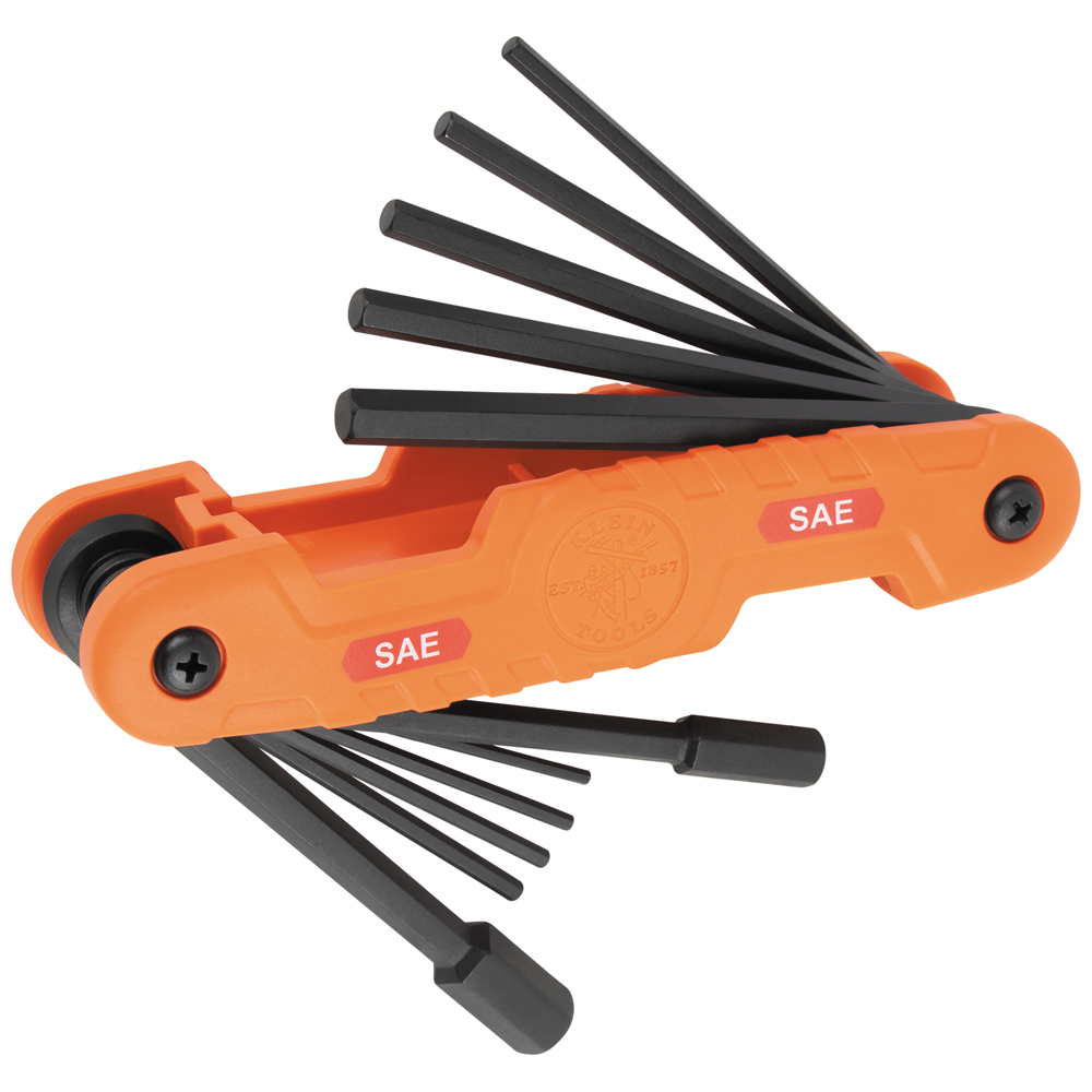 Klein Pro Folding Hex Key Set, 11-Key, SAE Sizes (70550)