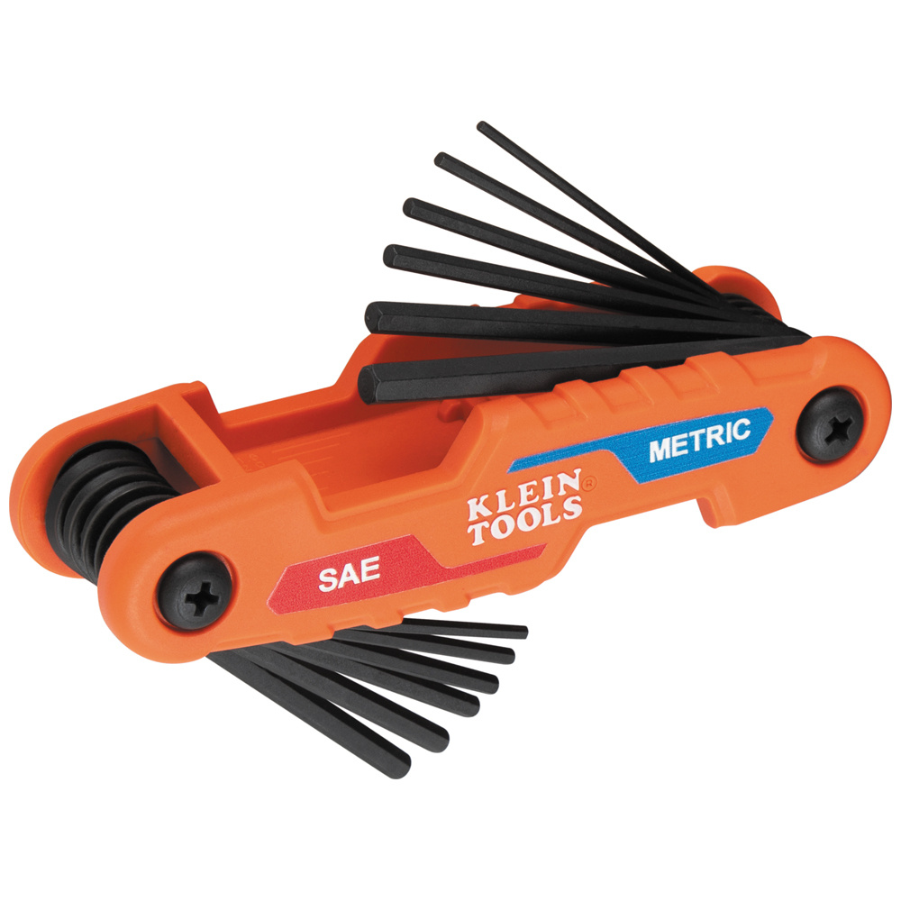 Klein Compact Folding Hex Key Set, 12-Key, SAE, Metric Sizes (70590)