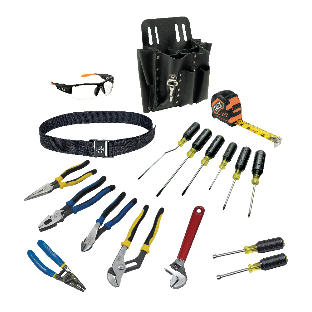 Klein Journeyman Tool Set with Tool Belt and Leather Pouch, 18-Piece (80118)