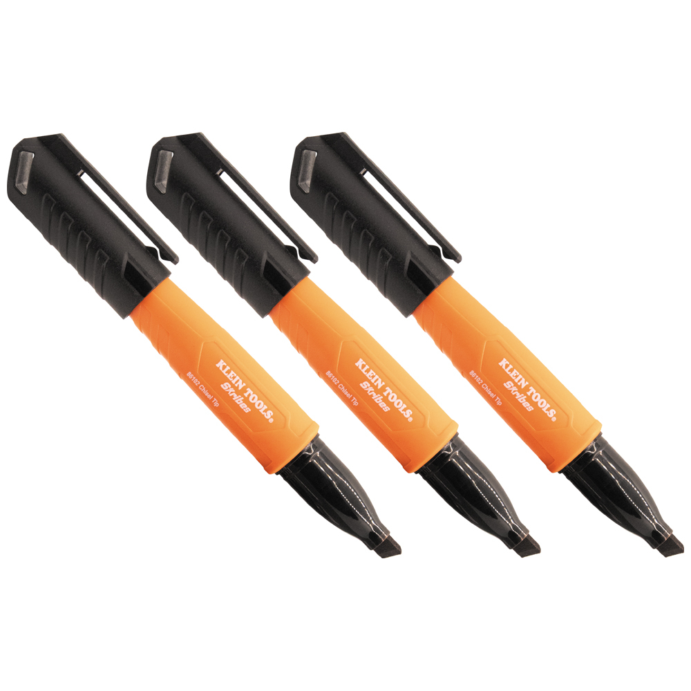 Klein Skribes™ Chisel Tip Permanent Markers, Black, 3-Pack (861023)