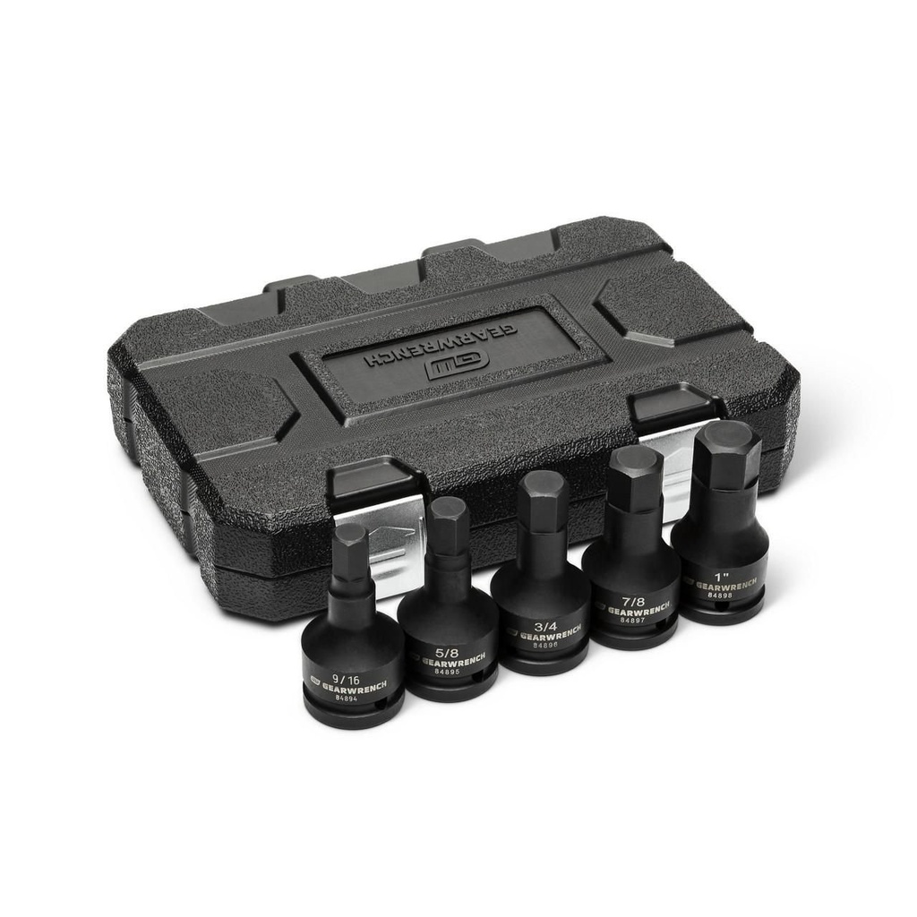 GearWrench 5 Piece 3/4" Drive SAE Impact Hex Bit Socket Set with Blow Mold Case