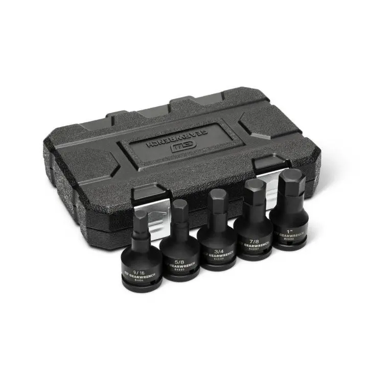 Gearwrench 5 Piece 3/4" Drive SAE Impact Hex Bit Socket Set with Blow Mold Case (9/16", 5/8", 3/4", 7/8", 1")