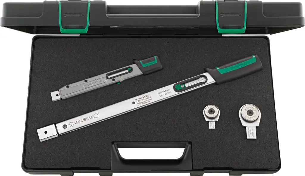 Stahlwille 730QUICK/735/4 Torque Wrench Service Set MANOSKOP®, 8-40 Nm, 40-200 Nm / 30-145 ft-lb, 9x12 (91388078)