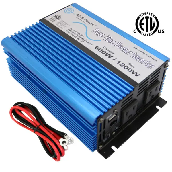 AIMS Power 600W Pure Sine Power Inverter, 12 Volt