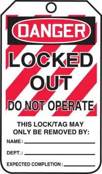 Accuform OSHA Danger Safety Tags - LOTO Tags "Danger Locked Out - Do Not Operate" 5/Pack