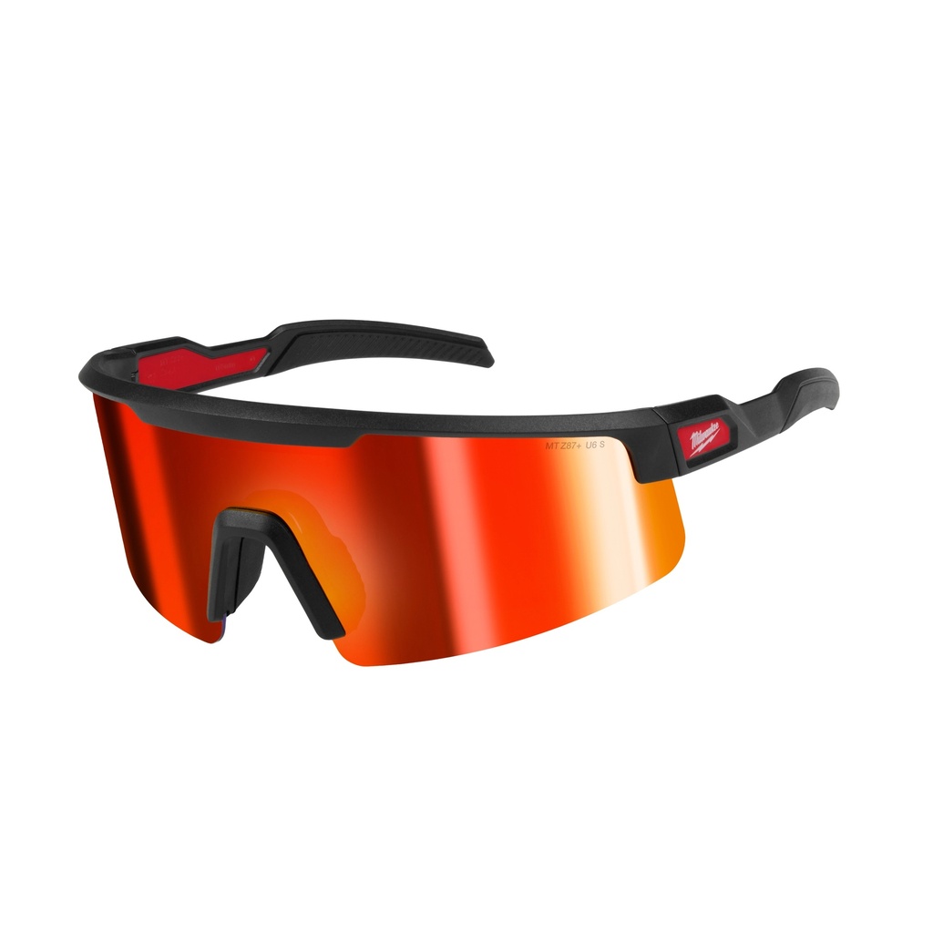 Milwaukee 48-73-2500 Wrap Around Safety Glasses - Red Mirrored Anti-Scratch Lenses