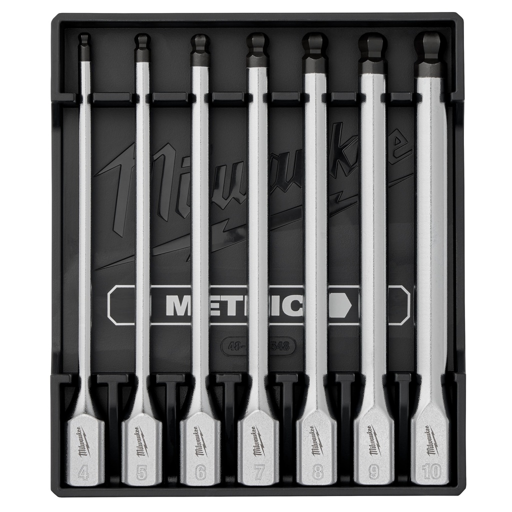 Milwaukee 48-22-9548 7pc 3/8” Drive Long Ball End Hex Bit Socket Set - Metric