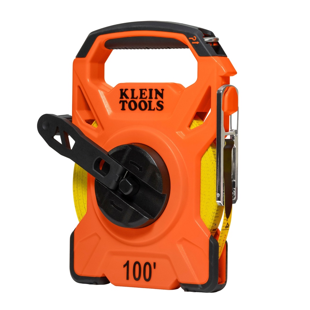 Klein 100-Foot Open Reel Tape Measure with Single Hook and Carabiner (94100RT)