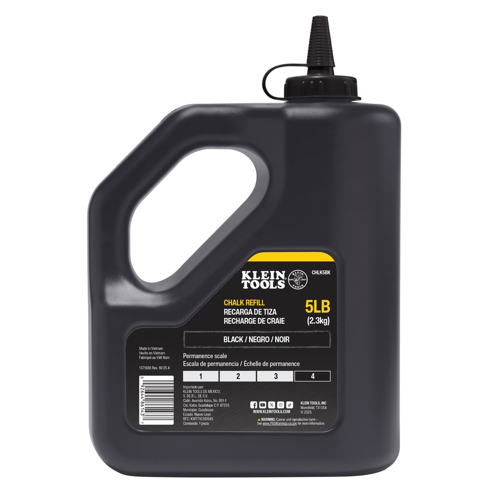 Klein Chalk Refill, Black, 5-Pound (CHLK5BK)