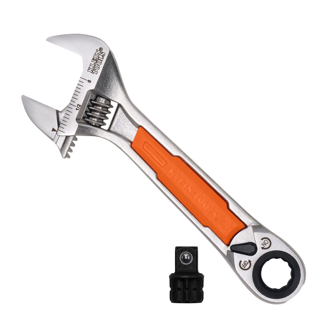 Klein KNECT™ 6-Inch Adjustable Wrench with Pass-Through Ratchet (5076RT)