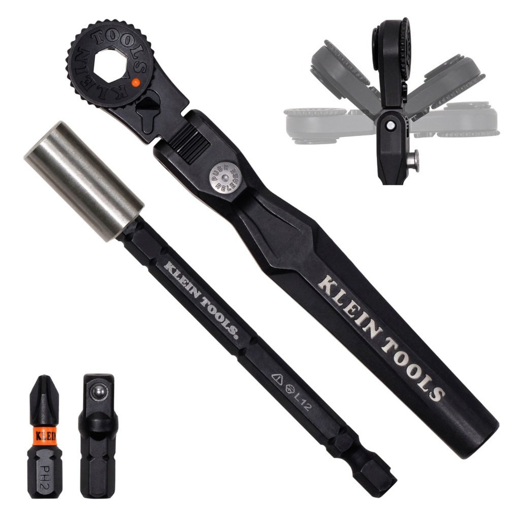 Klein Flex-Head Micro Ratchet and Magnetic Bit Holder Set, 4-Piece (65200F)