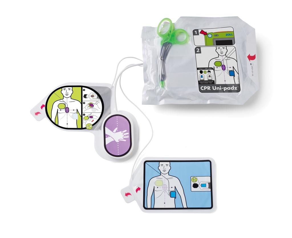 ZOLL CPR Uni-padz™ Universal III (Adult/Pediatric) electrodes, supplied with rescue accessory kit (5 Year Shelf Life)
