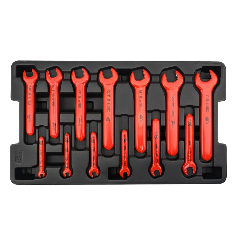 Wiha 20196 13 Piece Insulated Open End Wrench Tray Set - SAE