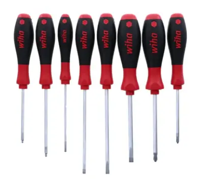 Wiha 8 Piece SoftFinish Slotted and Phillips and Square Screwdriver Set