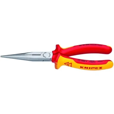 Knipex 8" Long Nose Pliers with Cutter-1000V Insulated (26 18 200 SBA)