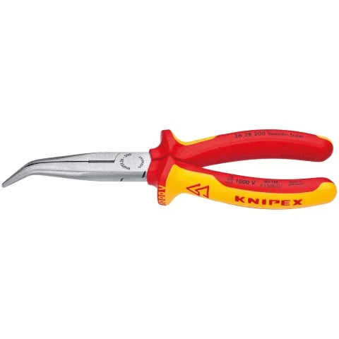 Knipex 8" Long Nose 40° Angled Pliers with Cutter-1000V Insulated (26 28 200 SBA)