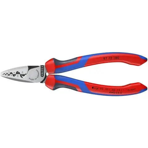 Knipex 7 1/4" Crimping Pliers for Wire Ferrules (97 72 180)