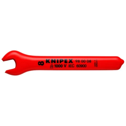 Knipex 4 1/4" Open End Wrench-1000V Insulated, 8 mm (98 00 08)