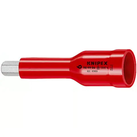 Knipex 1/2" Drive Hex Socket-1000V Insulated, 6 mm HEX (98 49 06)