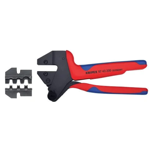 Knipex Set Crimp System Pliers (97 43 200) & Crimp Die: Solar Connectors H & 5 (HUBER & SUHNER): 2 1/2/4.0 mm 11/1 (97 49 62) Packaged In A Protective Plastic Case (9K 00 80 58 US)