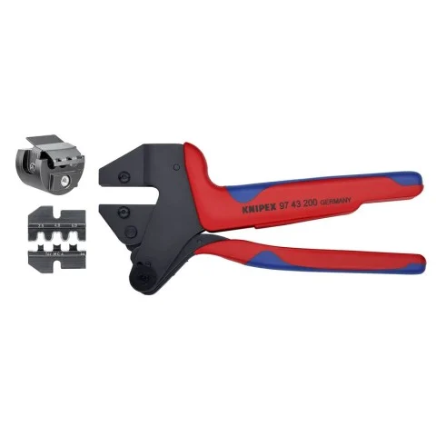 Knipex Set Crimp System Pliers (97 43 200) + Crimp Die: Solar Connectors For MC3 Multi Contact (97 49 65) Packaged In A Protective Plastic Case (9K 00 80 60 US)