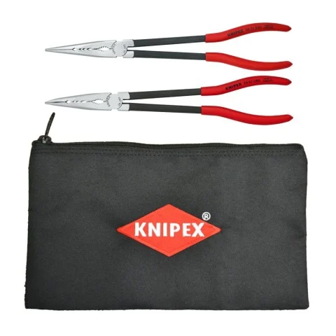 Knipex Set 2 Pc Extra Long Needle Nose Pliers Set w/ Keeper Pouch (28 71 280, 28 81 280 and 9K 00 90 12 US) (9K 00 80 128 US)