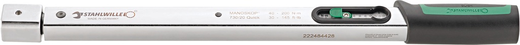 Stahlwille 14x18 mm Insert Torque Wrench MANOSKOP® 730/20 Quick 40–200 Nm / 30–145 ft-lb (50184020)
